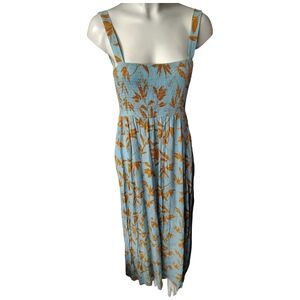 Forever 21 Floral Midi Dress in Blue and Orange